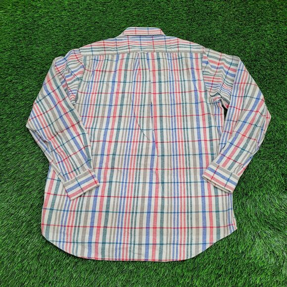 Vintage Boston Traders Button Shirt Large 23x31 Blue Pastel - Picture 2 of 12